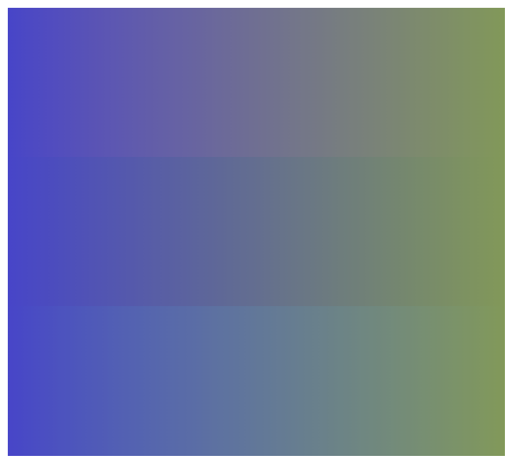 blue to green gradient in three colorspaces